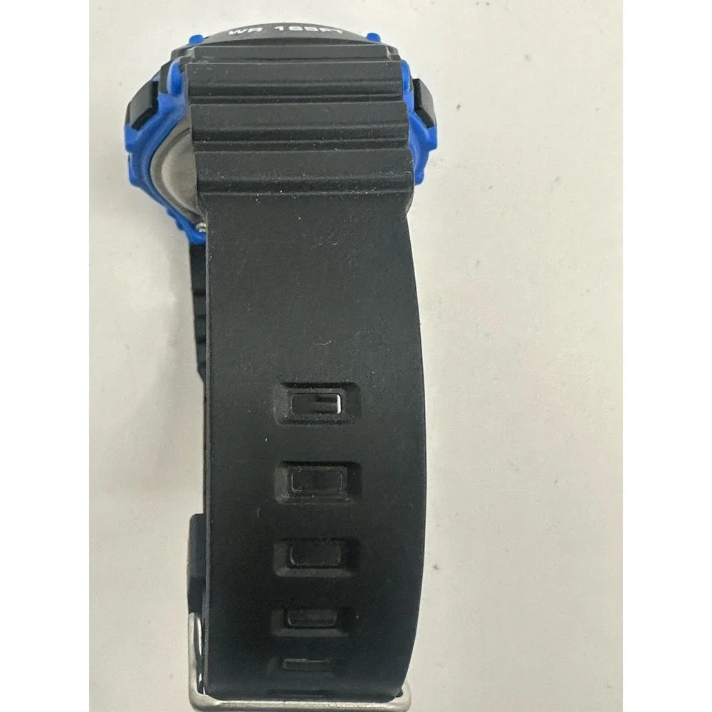 Armitron Mens Pro Sport Watch 45/7101 Blue Bezel Black‎ Resin Band Easy Read X